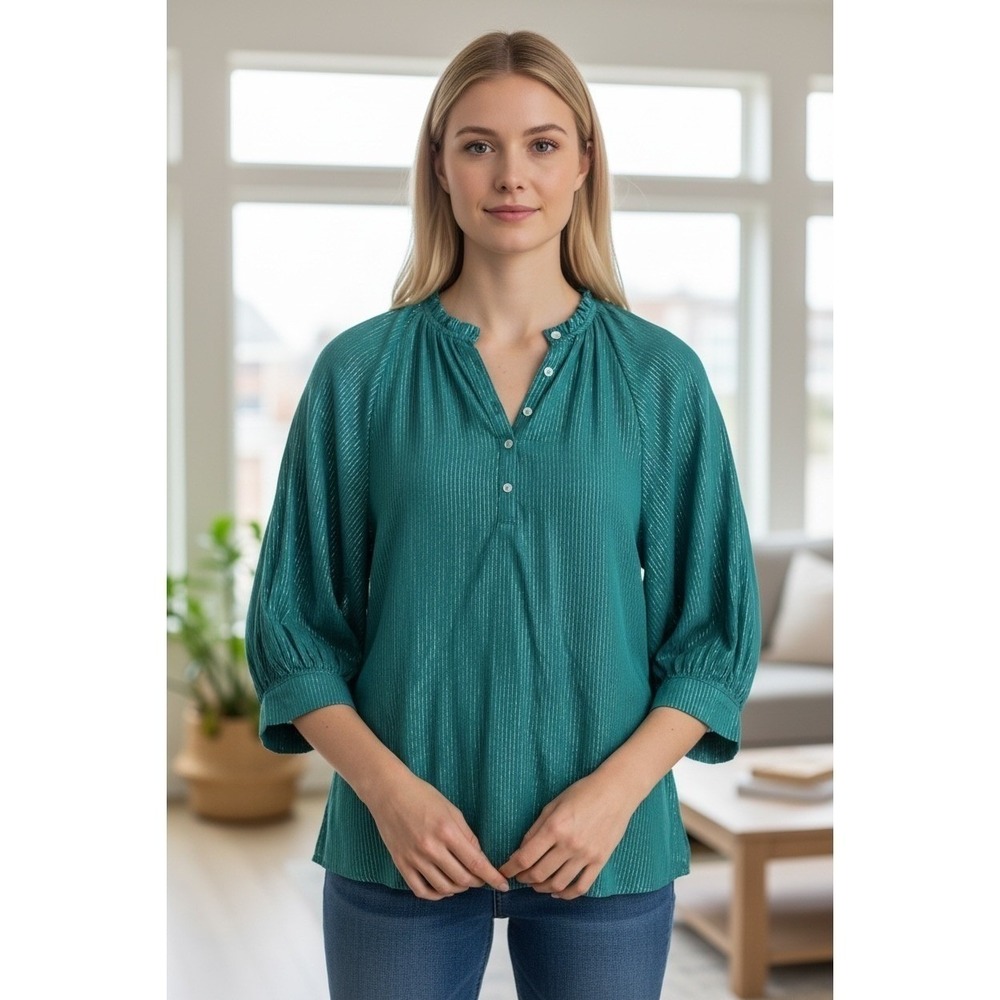 a.n.a Teal Blouse with Button Detail